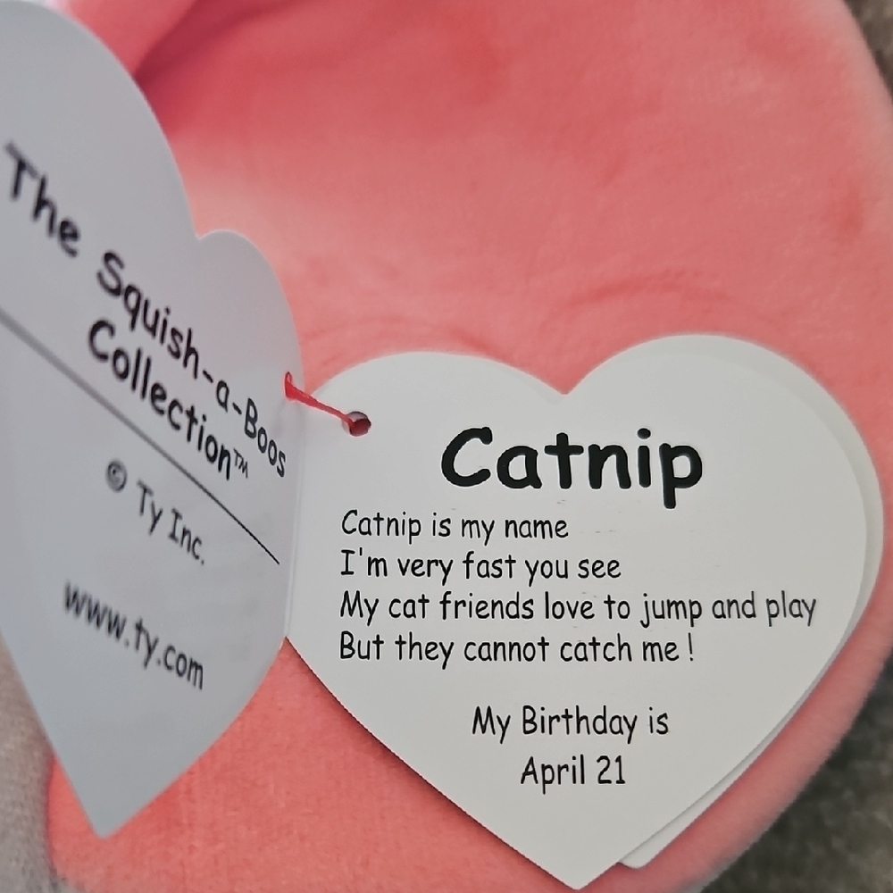 Ty White and Pink Plush Squishmallow-Style Stuffed Animal CATNIP Mouse NWT - Picture 2 of 4